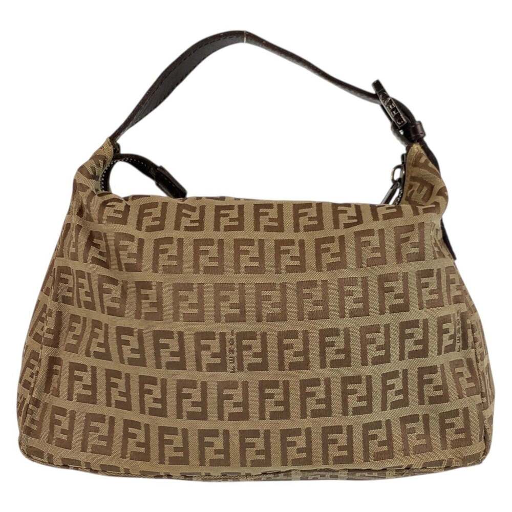 FENDI Zucchino Brown Beige Canvas Leather Handbag 8N0005 for Women - Picture 2 of 9